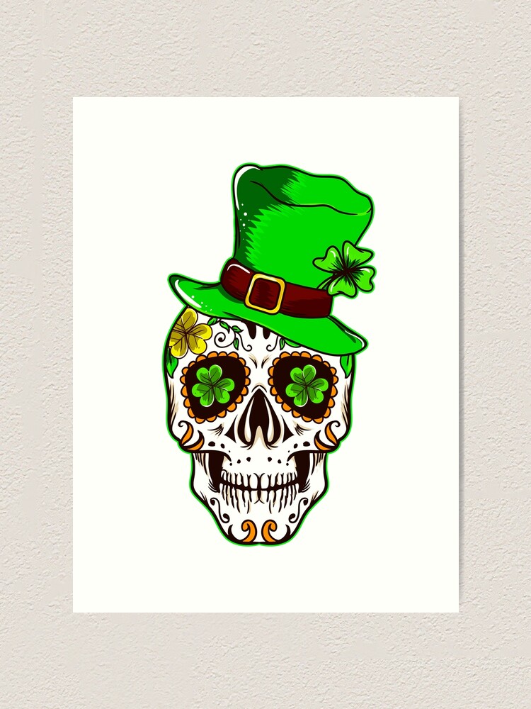St Patrick's Day Sugar Skull Day Of The Dead T-Shirt Gift St Patrick's Day Sugar Skull Day Of The Dead T-Shirt Gift