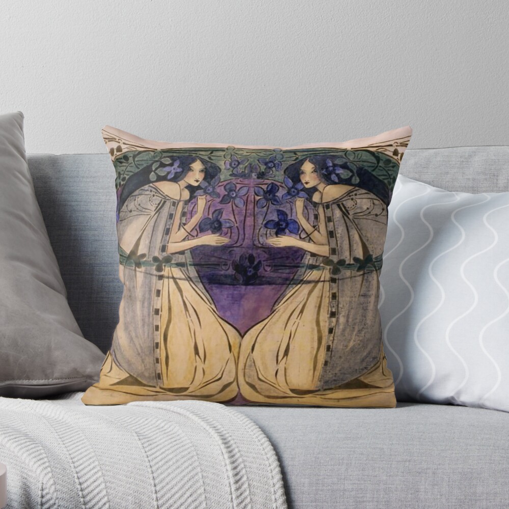 GLASGOW SCHOOL. Frances Macdonald MacNair, Spring. Throw Pillow