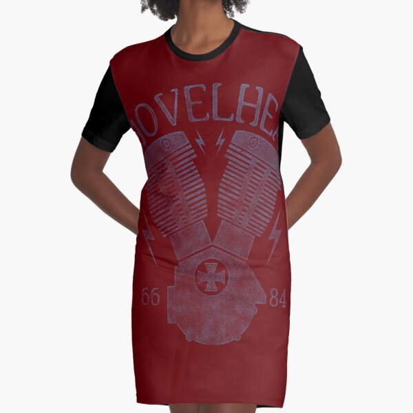 Shovelhead Motorcycle Engine Graphic T-Shirt Dress