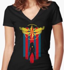 Eine echte Heldin Tailliertes T-Shirt mit V-Ausschnitt