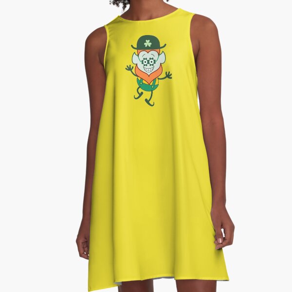 St Patrick's Day Leprechaun wearing funky clover glasses A-Line Dress