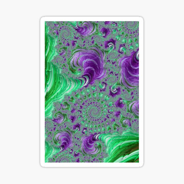 Purple and Green Fractal Sticker
