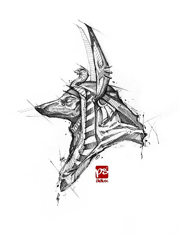 "Anubis sketch psdelux" by psdelux Redbubble