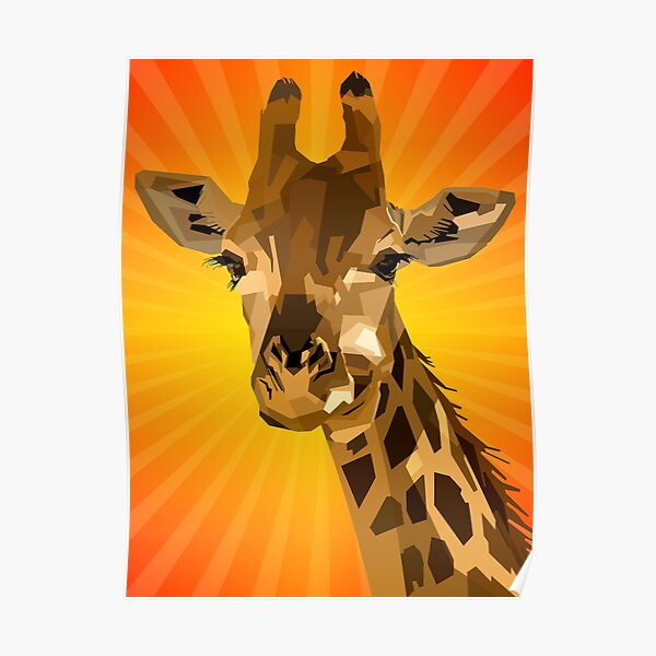 Old Giraffe Art Posters Redbubble - giraffe head wearing a santa hat roblox
