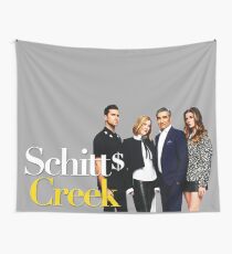 Schitt's Creek, Rose family, tv show, funny, cool, logo, white, yellow, film, actor, celebrity, comedy, humor, good vibes, gift, present, ideas Wall Tapestry