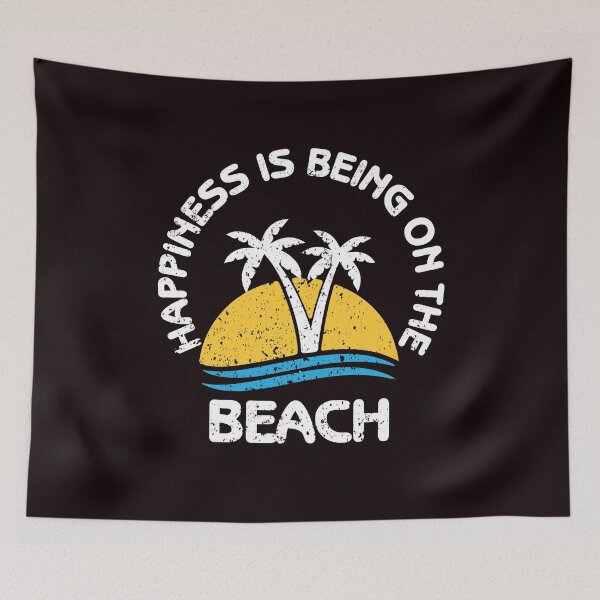 Item preview, Happiness is being on the beach summer fun sand ocean lake palm trees designed and sold by kimberlyjensen.
