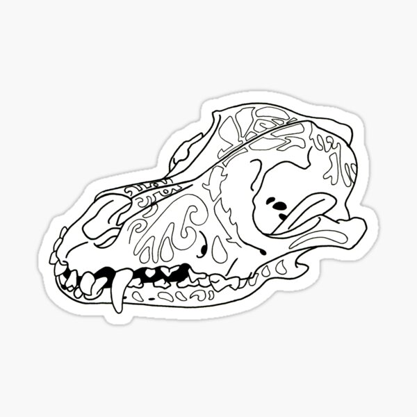 Dog Skull Engraved Rose Sticker