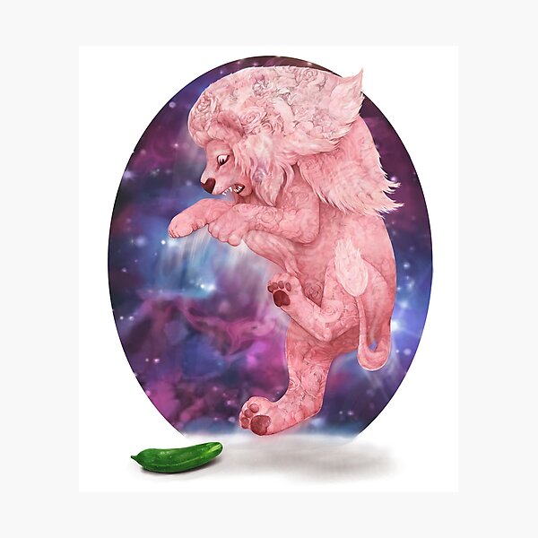 Lion meets cucumber with celestial background Photographic Print
