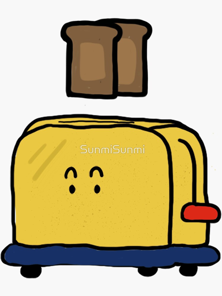 "a yellow cute toaster with emoji" Sticker by SunmiSunmi Redbubble