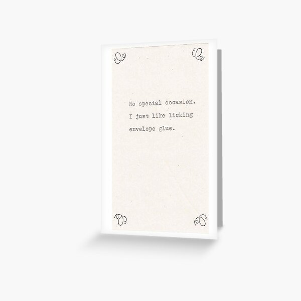 No Special Occasion Envelope Glue Card Funny Just Because Card Indie  Vintage Typewriter Nerdy Sarcastic Humor 