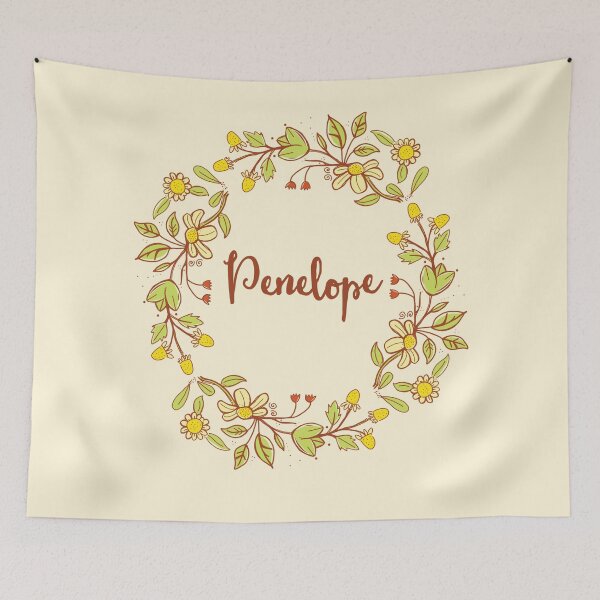 Item preview, Penelope lovely name and floral bouquet wreath designed and sold by thetypographer.