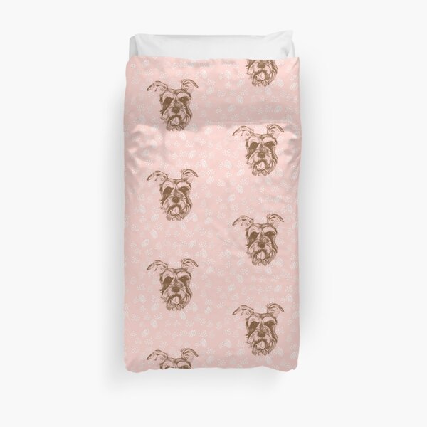 Miniature Schnauzer Pink & Brown Duvet Cover