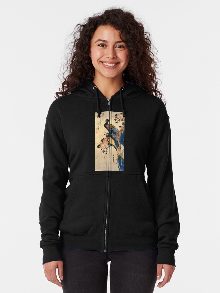 Alternate view of Pheasant And Chrysanthemum by Utagawa Hiroshige (Reproduction) Zipped Hoodie