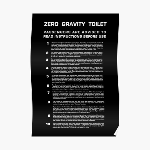 Zero Gravity Bathroom - Full (white text) Poster