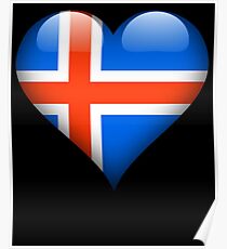 Iceland Flag Heart Gift For Icelandic That Loves Iceland Poster