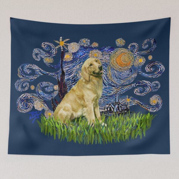 Item preview, Starry Night Free Form & Golden Retriever 1L designed and sold by JeanBFitzgerald.