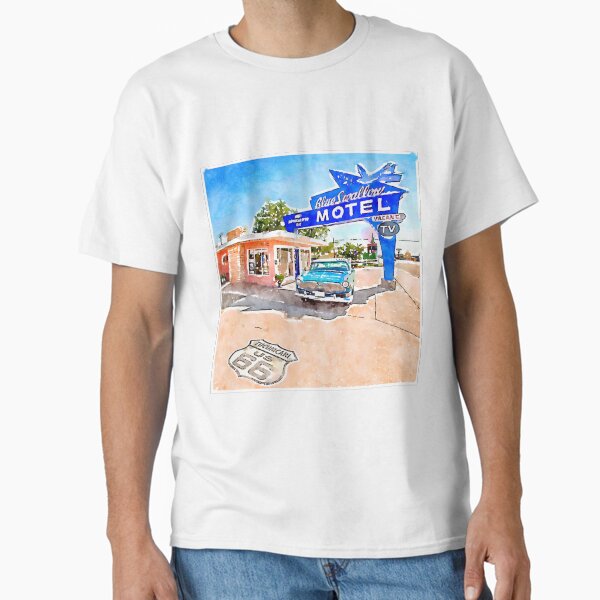 Item preview, Watercolor Route 66 Blue Swallow Hotel designed and sold by conklinephotos.
