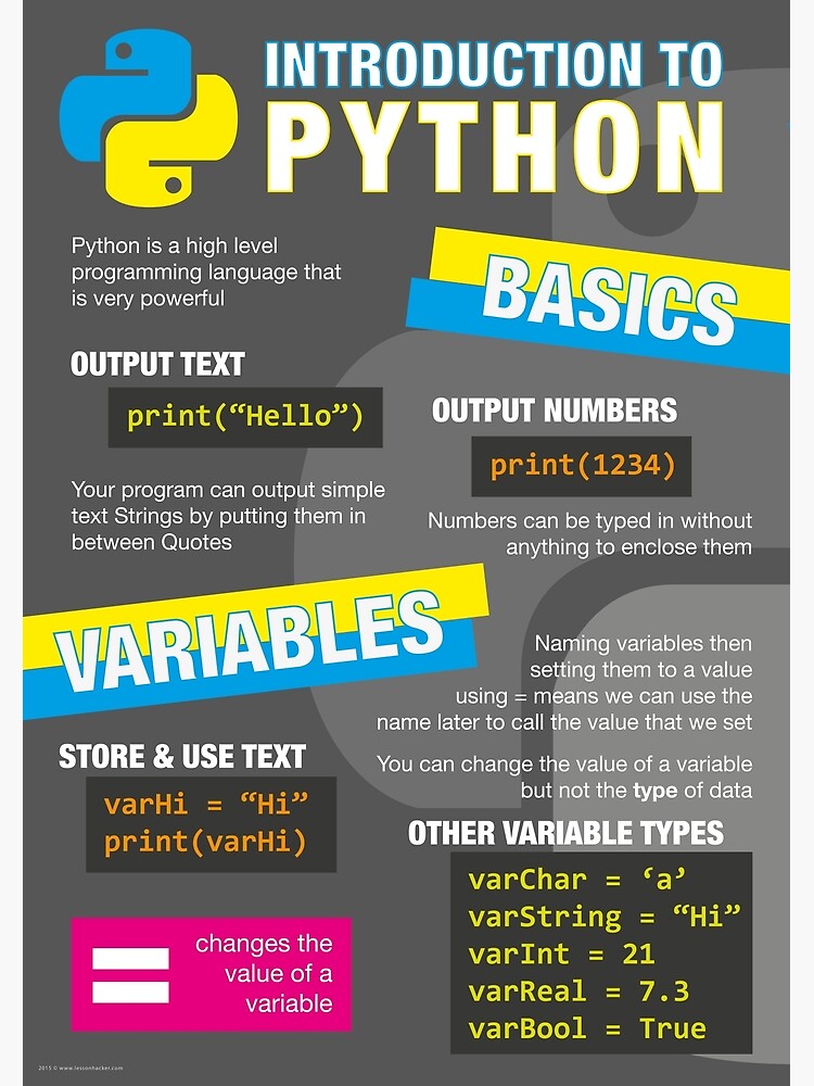 Discover Intro to Python Poster (Computer Science GCSE) #1 Premium Matte Vertical Poster