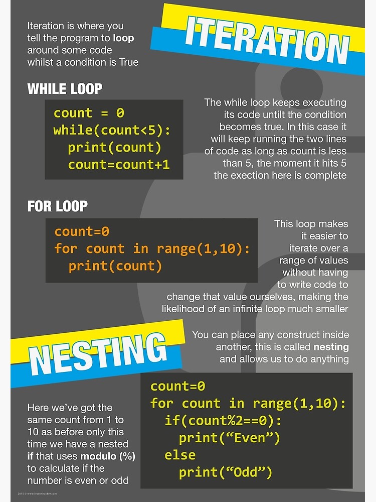 Discover Intro to Python Poster (Computer Science GCSE) #3 Premium Matte Vertical Poster
