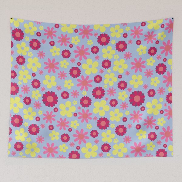 Item preview, Hippie Floral Pink Yellow Blue Seamless Pattern designed and sold by 2CreativeNomads.
