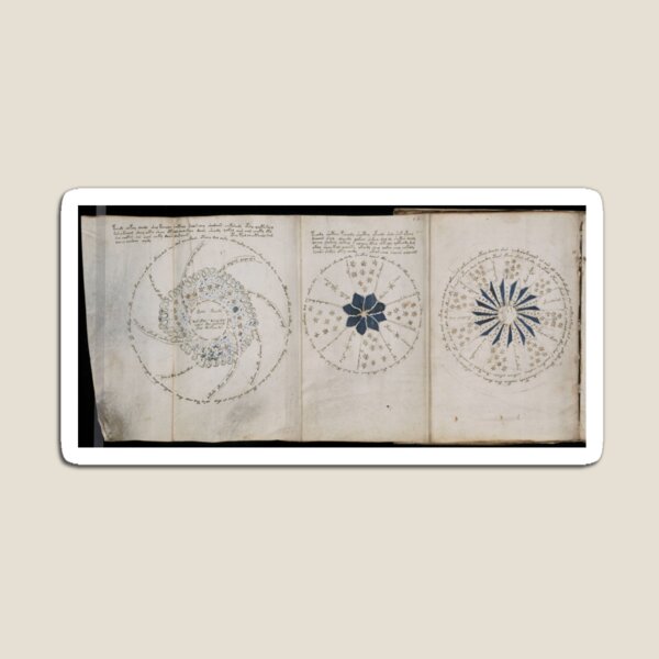 Voynich Manuscript. Illustrated codex hand-written in an unknown writing system Magnet