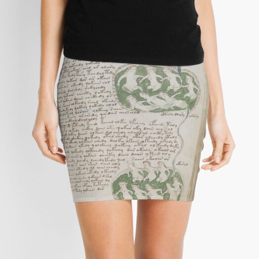 Voynich Manuscript. Illustrated codex hand-written in an unknown writing system Mini Skirt