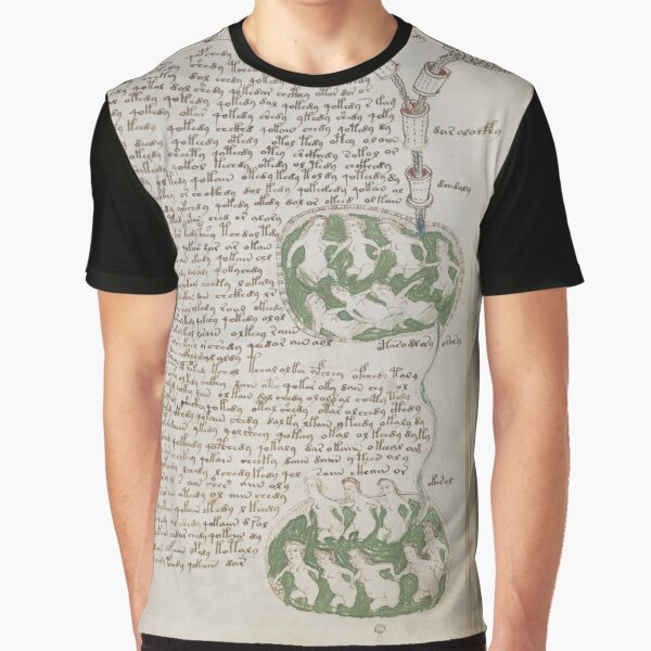 Voynich Manuscript. Illustrated codex hand-written in an unknown writing system Graphic T-Shirt