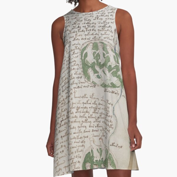 Clothing, Voynich Manuscript. Illustrated codex hand-written in an unknown writing system A-Line Dress