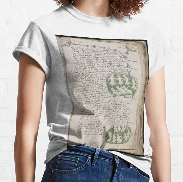 Voynich Manuscript. Illustrated codex hand-written in an unknown writing system Classic T-Shirt