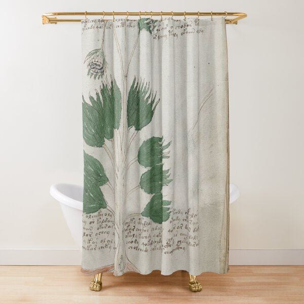 Voynich Manuscript. Illustrated codex hand-written in an unknown writing system Shower Curtain