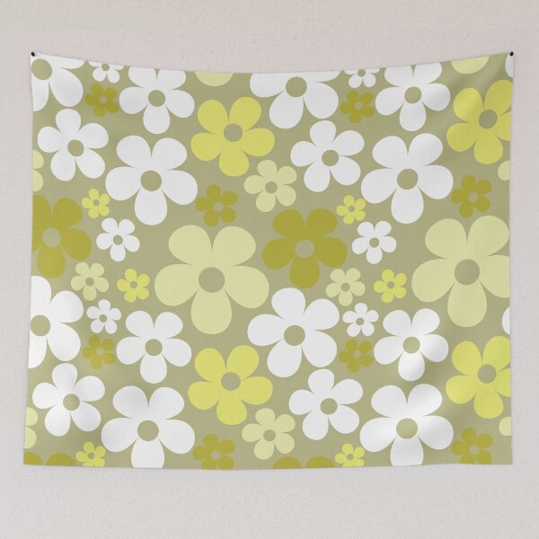 Item preview, Hippie Floral Gray Green Yellow Flower Border Seamless Pattern designed and sold by 2CreativeNomads.