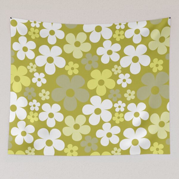 Item preview, Hippie Floral Green White Pastel Flower Seamless Pattern designed and sold by 2CreativeNomads.
