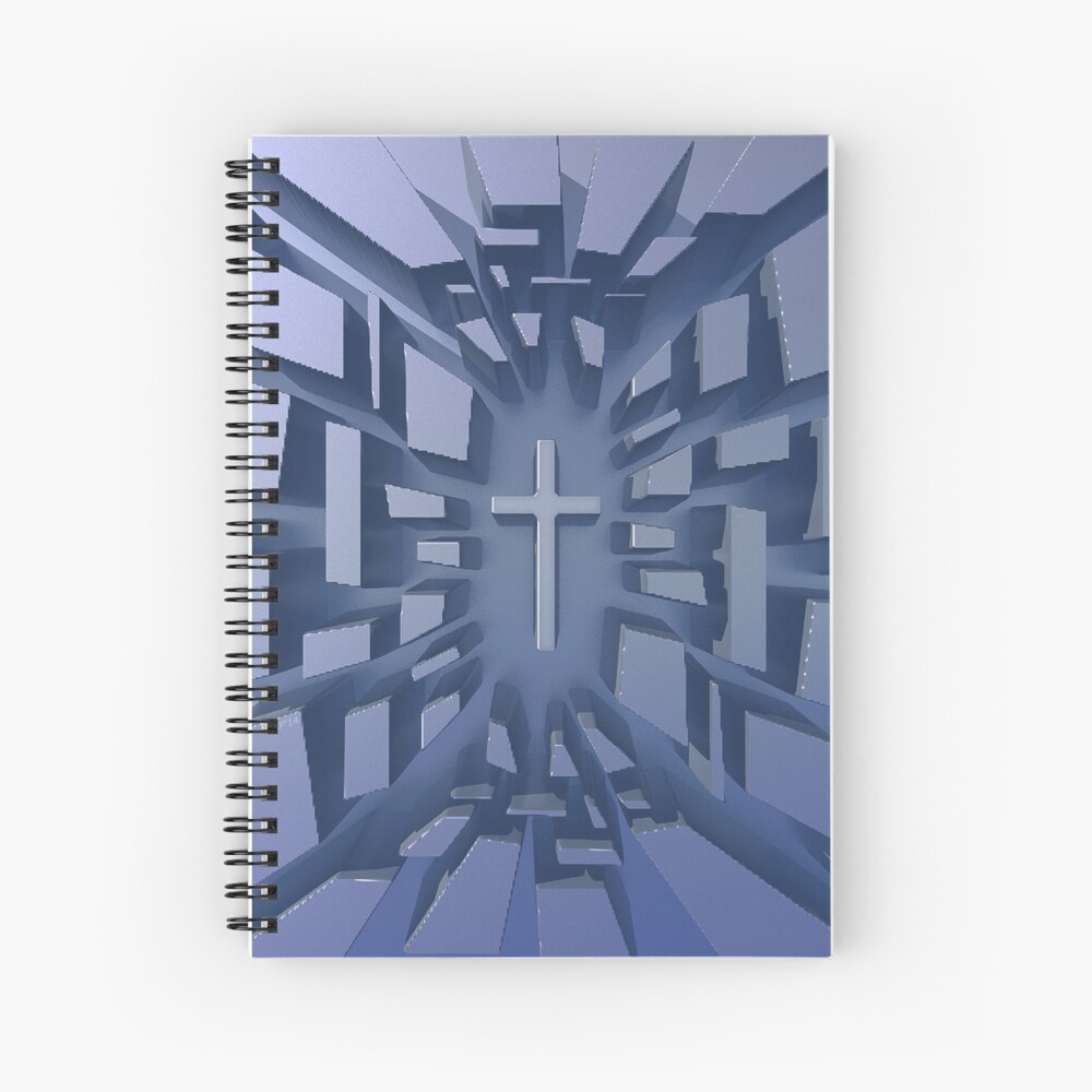 Abstract 3D Christian Cross Spiral Notebook