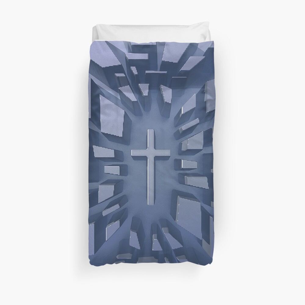 Abstract 3D Christian Cross Duvet Cover