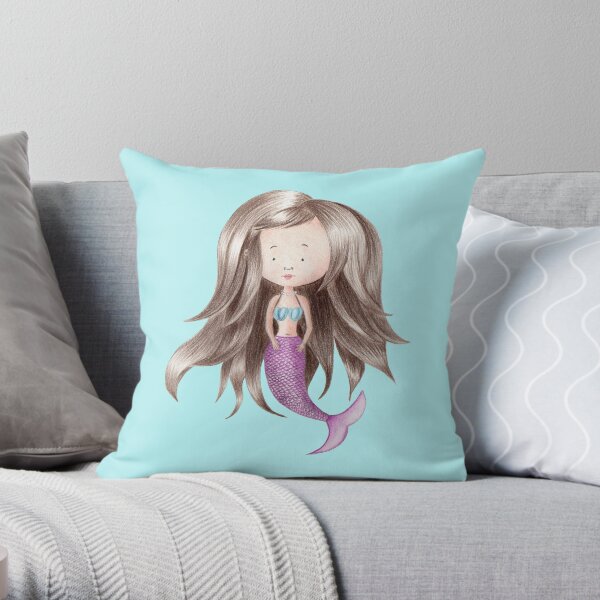 Melancholy Mermaid Throw Pillow
