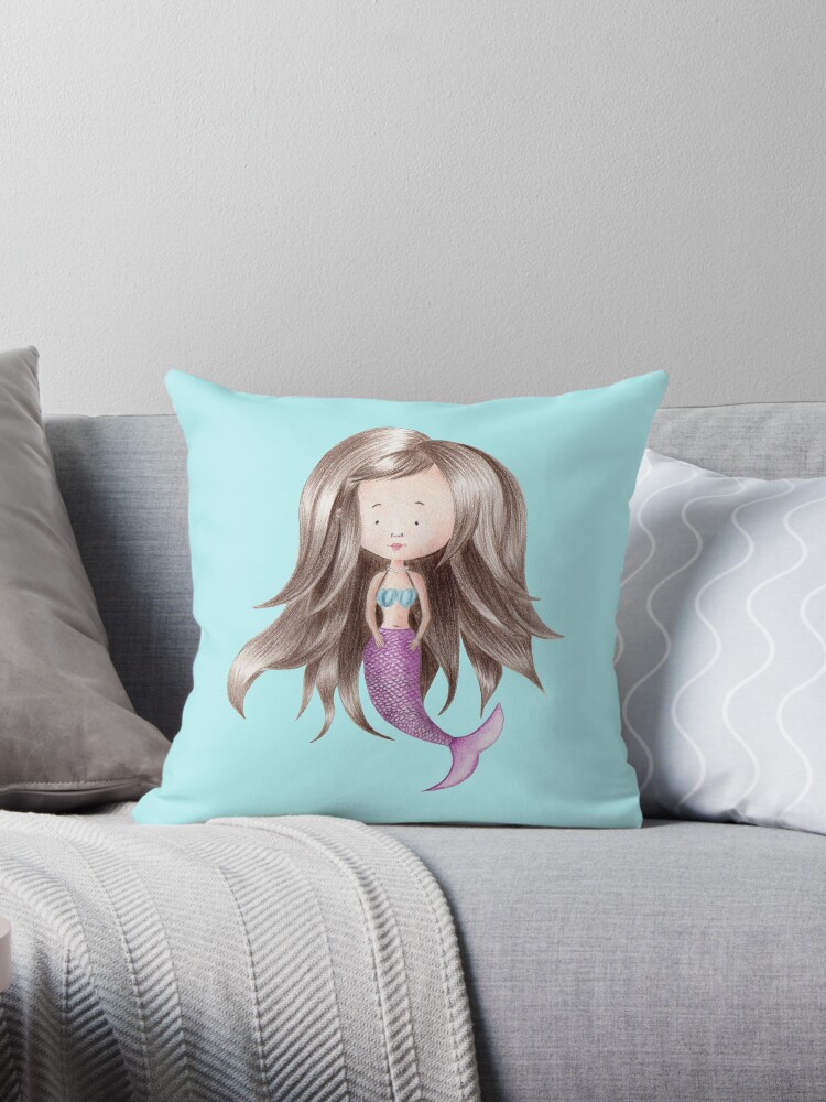 Thumbnail 1 of 3, Throw Pillow, Melancholy Mermaid designed and sold by Beth Thompson.