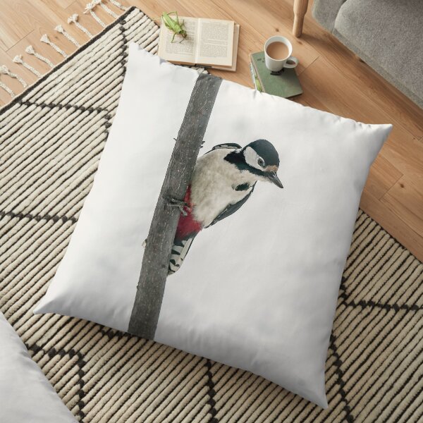 Knock, knock. Who's There? Woodpecker! Floor Pillow
