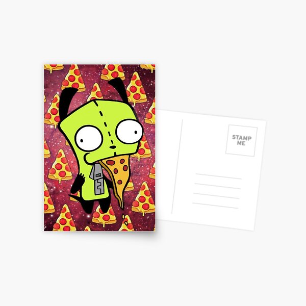 Gir Eating Pizza Postcard