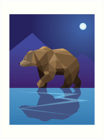 Low Poly Bear Art Print By Calfrills Redbubble