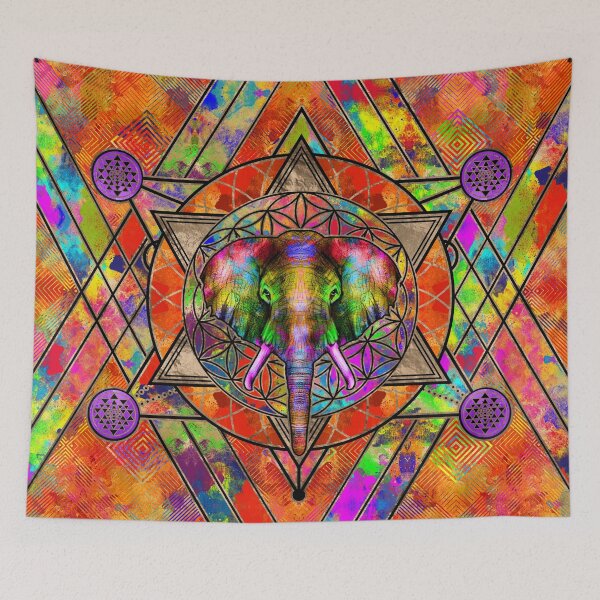 Item preview, Elephant in Sacred Geometry Composition - Color designed and sold by Nartissima.