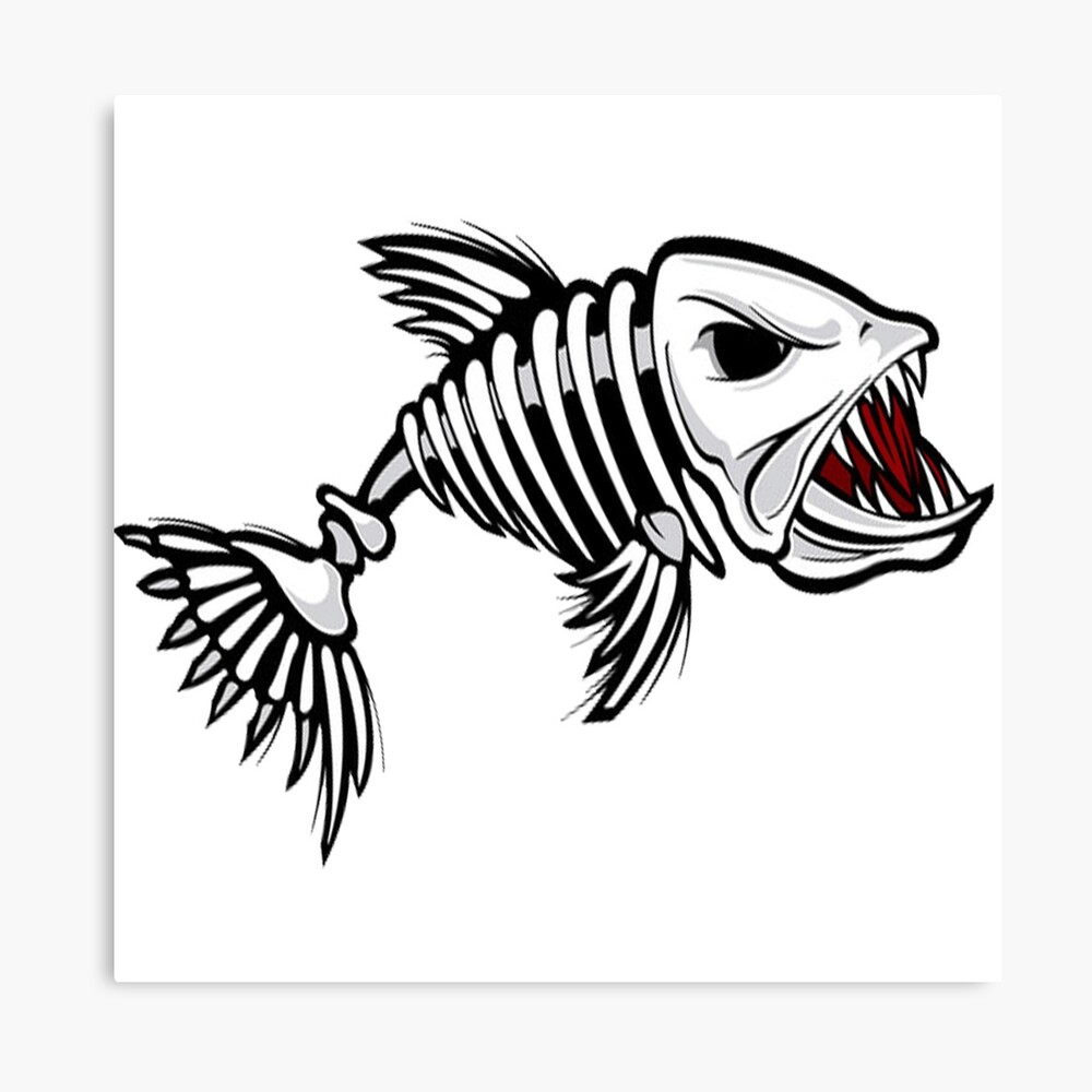 Mean Fish Skeleton Metal Print for Sale by serpentsky17