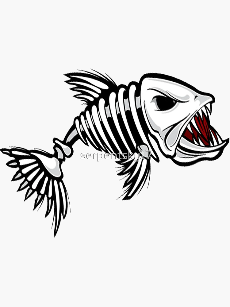 Bowfishing Spears Fish Skeleton Sticker