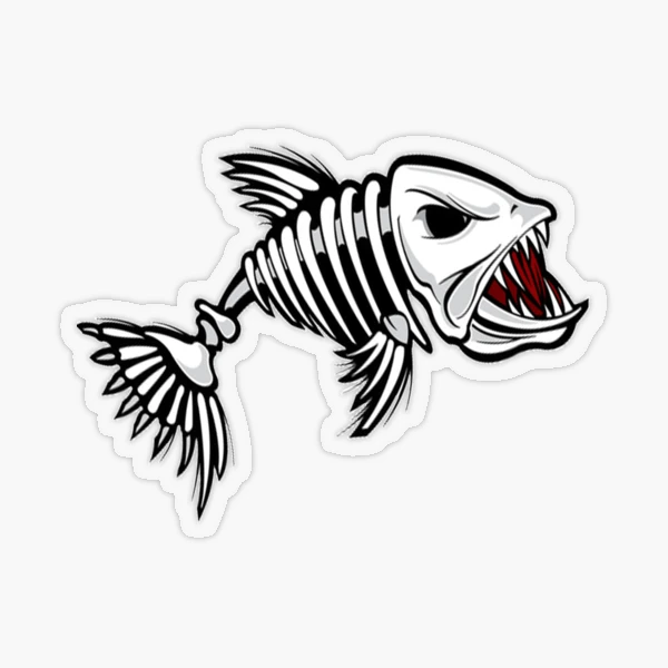 Fishing Fear No Walleye Looking Right Angry bone Skeleton Decal Sticker