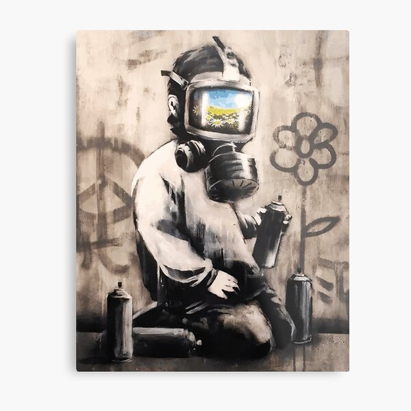 Banksy Gas Mask Boy Metal Print
