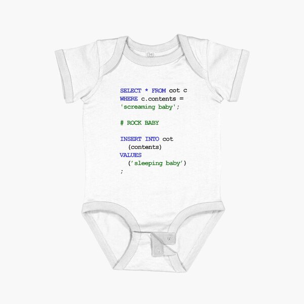 Aperçu de l'œuvre MySQL Code New Baby - Bercez bébé pour qu'il s'endorme créée et vendue par wearequotes.