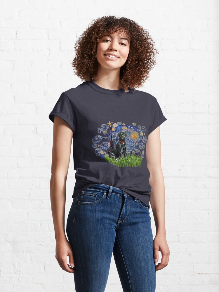 Alternate view of Starry Night Free Form & Black Labrador Retriever Classic T-Shirt