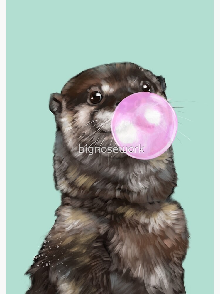 Disover Playful Otter with Bubble Gum Premium Matte Vertical Poster