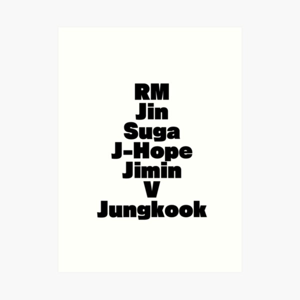 Bts Names Wall Art | Redbubble