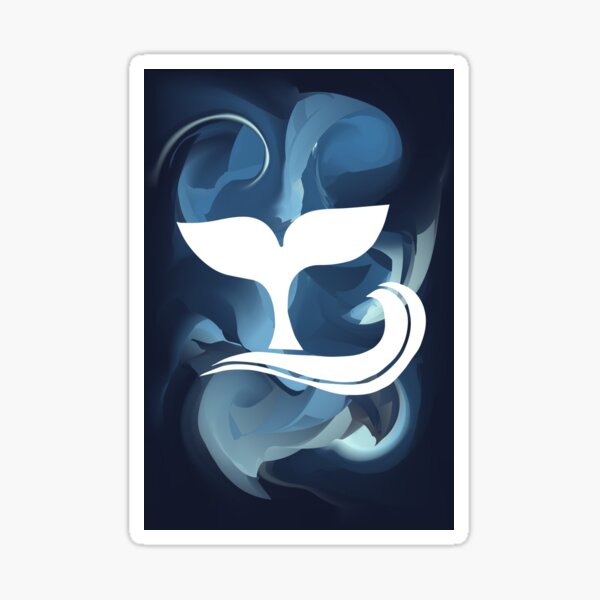 Blue Abstract Painting with Whale Tail Icon or Silhouette. Graphic Design for Shirt, Sticker, Mug, Phone Covers and more. Sticker
