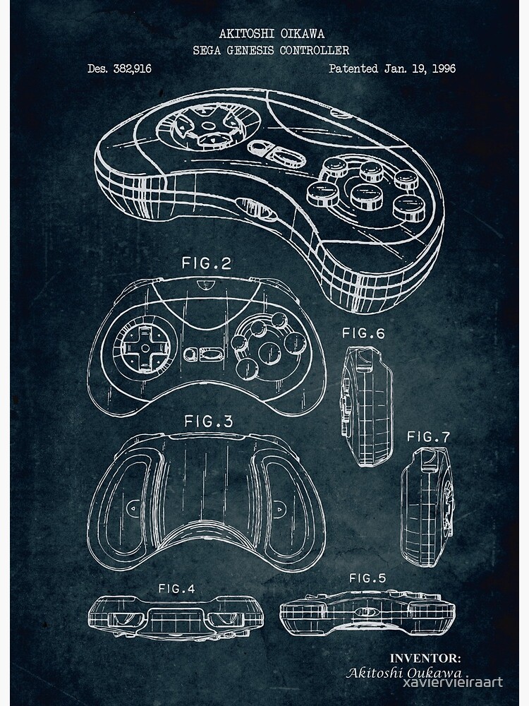 Sega Genesis Controller | Red Graphics | Disassembled outlet | Framed | Knolled Art